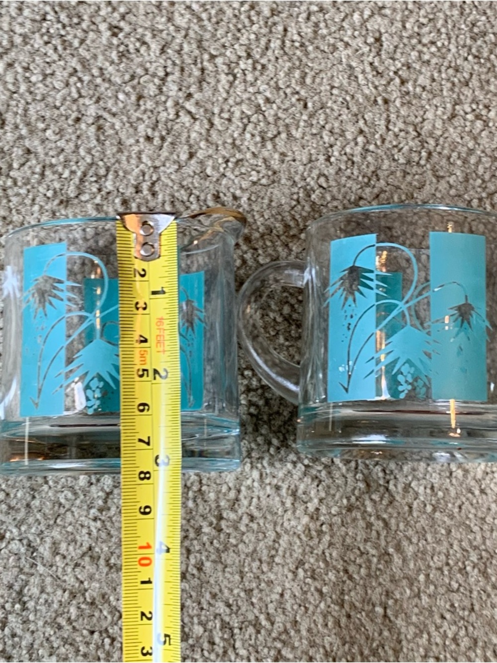 Vintage Bartlett Collins MCM Aqua Daisy Flower Power Sugar Bowl & Creamer Set - Picture 9 of 10